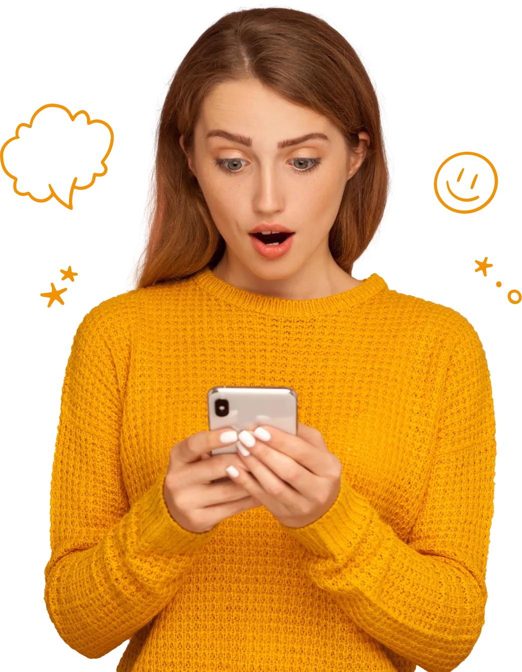 žena hledá v mobilu kontakt na Up benefity